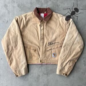 Vintage Y2K Carhartt cropped detroit style brown work wear jacket